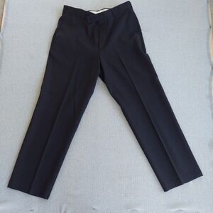 Slates Dress Pants Mens 34x30 Blue Flat Front Worsted Wool Blend Trousers